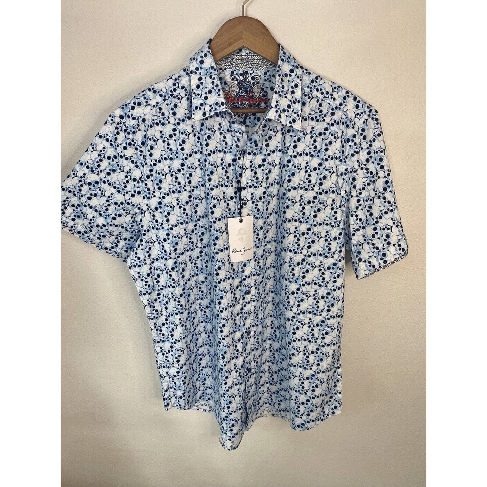 Robert Graham Tetonia Skull Print Blue Button Down Shirt Size Men’s L NWT - $178